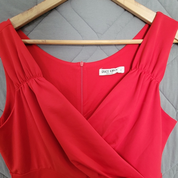 Grace Karin Chic Red Midi Dress Size US XL - Picture 7 of 12
